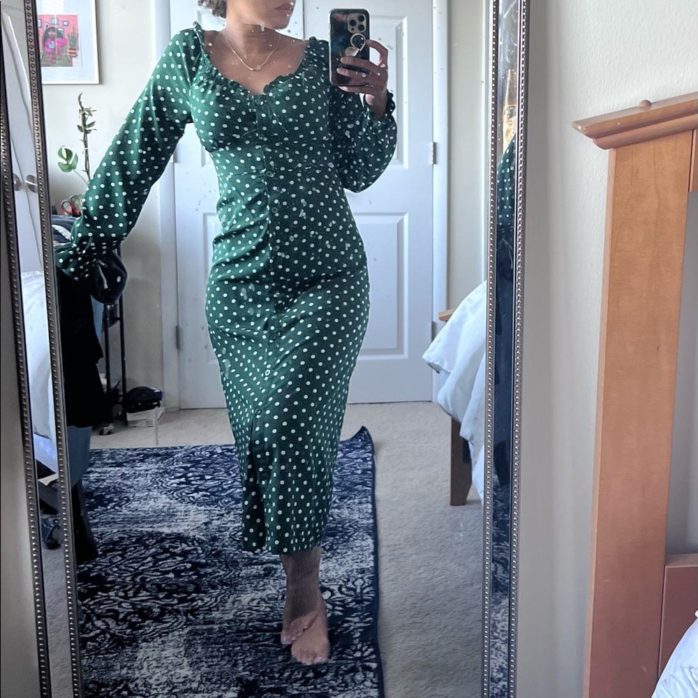 Green Milkmade Polka Dot Midi Dress